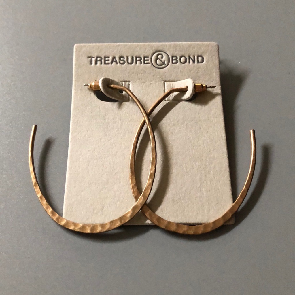 Treasure & Bond Hammered Oval Hoop Earrings
